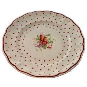 Copeland SPODE "Polka Dot" Fruit Flowers Red Luncheon Plate 8.8"” Beautiful